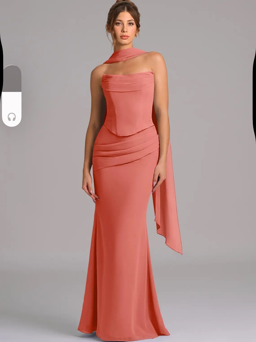 Azazie salmon coral peach sorrel bridesmaid dress